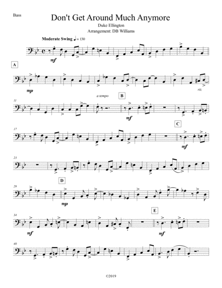 Free Sheet Music Dont Get Around Much Anymore Bass