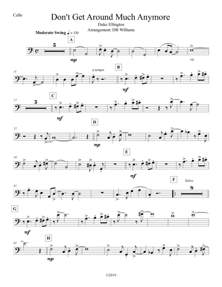 Dont Get Around Much Anymore Strings Cello Sheet Music