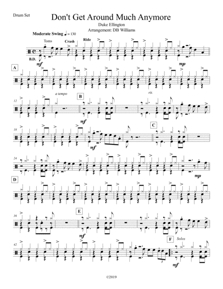 Dont Get Around Much Anymore Strings Drum Set Sheet Music