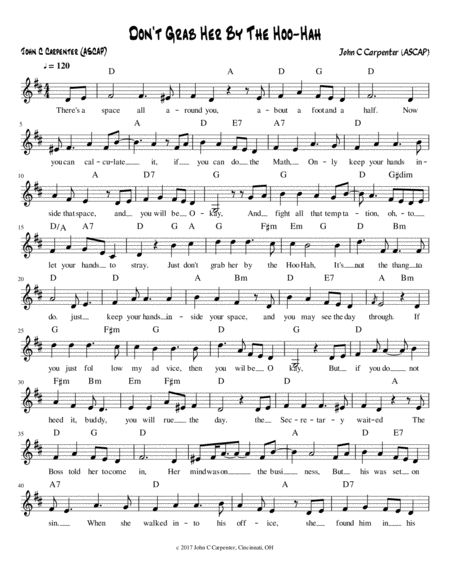 Free Sheet Music Dont Grab Her By The Hoo Hah