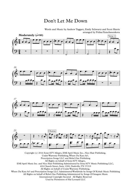 Dont Let Me Down Sheet Music