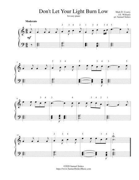 Free Sheet Music Dont Let Your Light Burn Low For Easy Piano