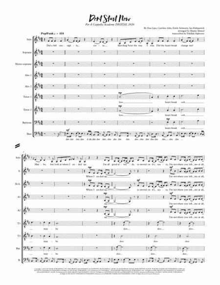 Free Sheet Music Dont Start Now A Cappella Academy Ssattbb Version