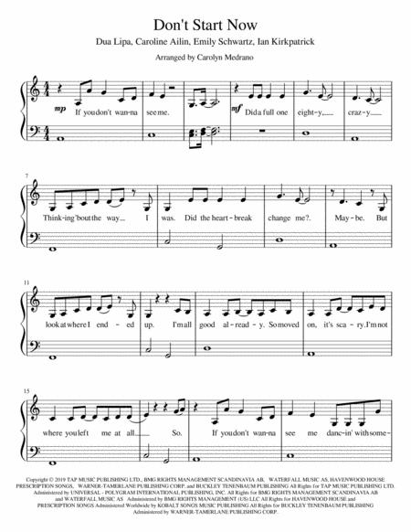 Free Sheet Music Dont Start Now Easy Piano