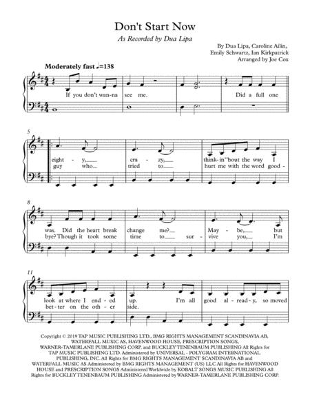 Dont Start Now For Beginners Sheet Music