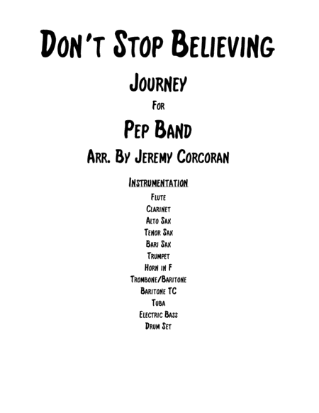 Dont Stop Believin For Pep Band Sheet Music