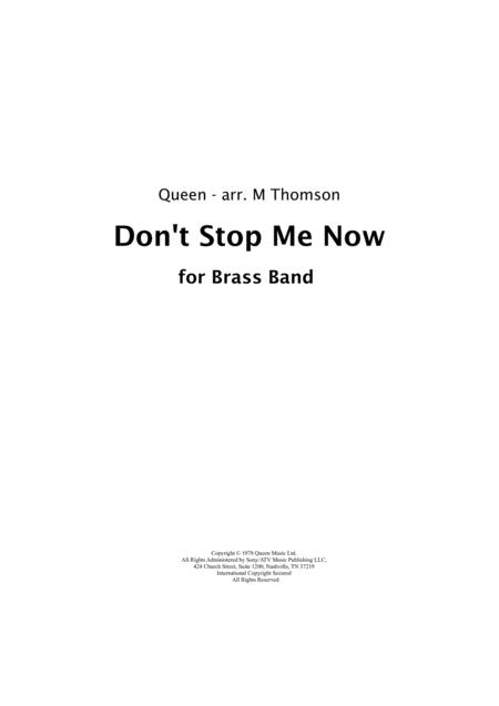 Free Sheet Music Dont Stop Me Now Brass Band Score And Parts