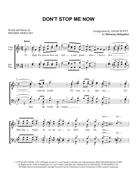 Free Sheet Music Dont Stop Me Now