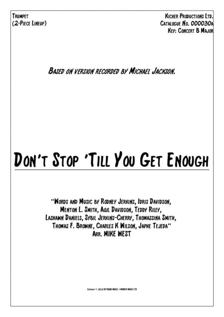 Dont Stop Till You Get Enough 2 Piece Brass Section Sheet Music