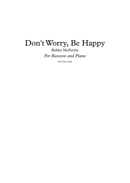 Dont Worry Be Happy For Solo Bassoon And Piano Sheet Music