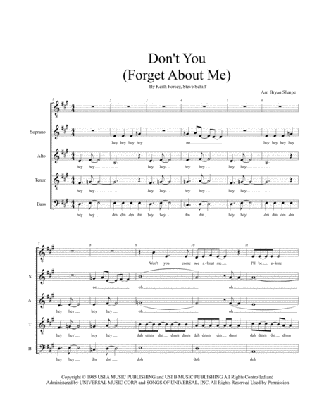 Dont You Forget About Me Sheet Music