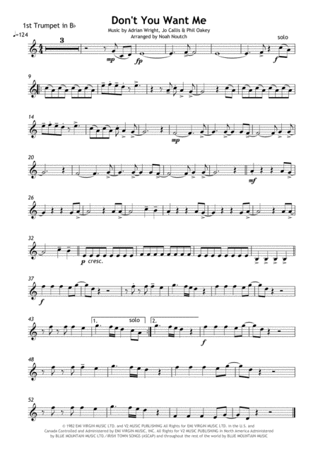 Dont You Want Me Brass Quintet Sheet Music