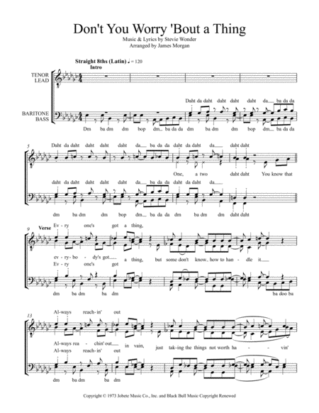 Dont You Worry Bout A Thing Sheet Music