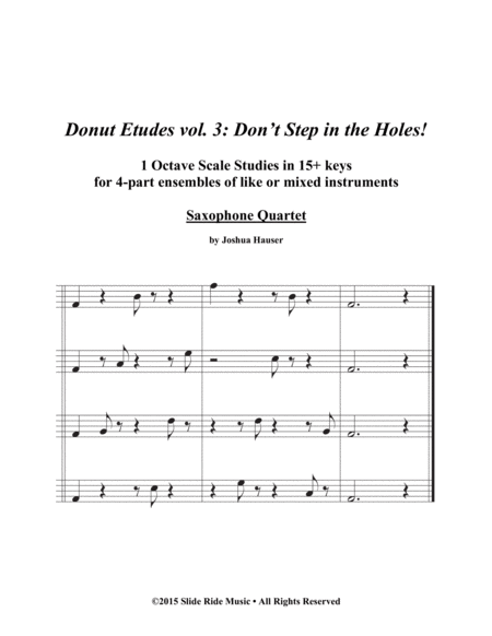 Free Sheet Music Donut Etudes Vol 3 Dont Step In The Holes Saxophone Quartet Aatb Or Satb