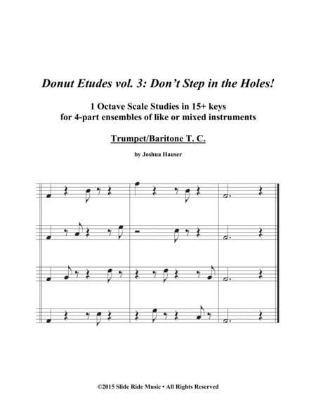 Free Sheet Music Donut Etudes Vol 3 Dont Step In The Holes Trumpet Quartet Or Baritonet C