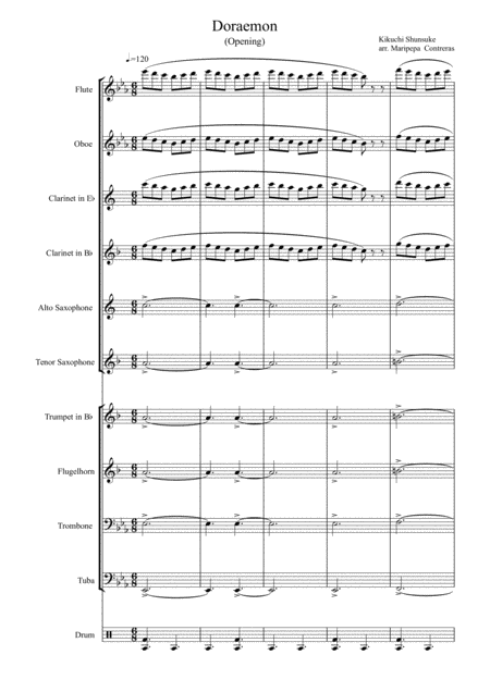 Doraemon Opening Song Wind Ensemble Sheet Music