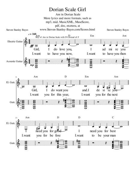 Dorian Scale Girl Sheet Music