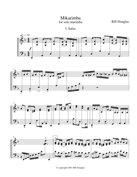 Free Sheet Music Douglas Bill Salsa From Mikarimba Mar Solo