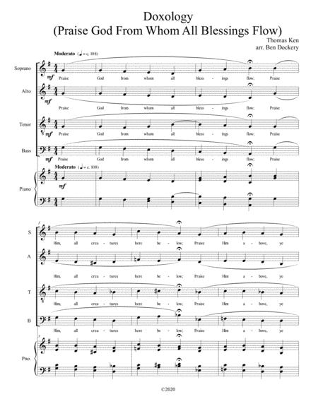 Free Sheet Music Doxology Jazz Harmonization For Satb Choir With Piano Praise God From Whom All Blessings Flow