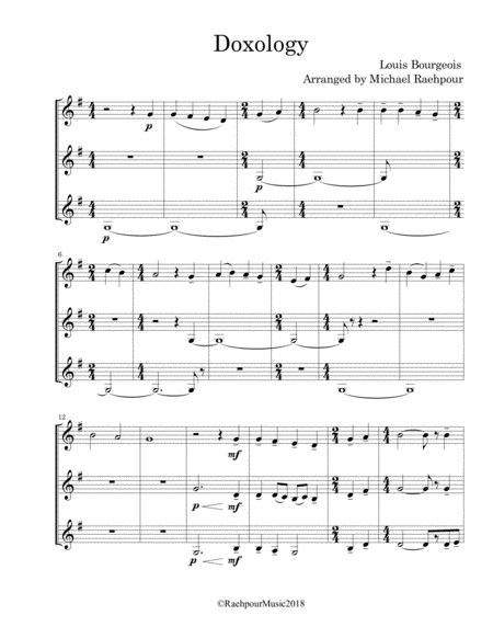 Doxology Trumpet Trio Sheet Music