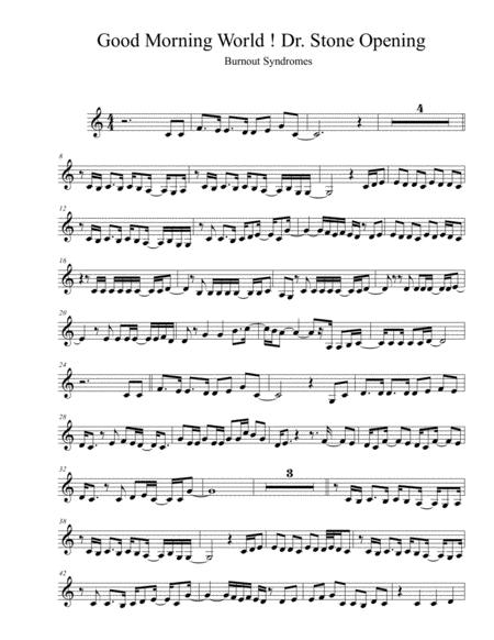 Free Sheet Music Dr Stone Opening Good Morning World Burnout Syndrome Violin Solo