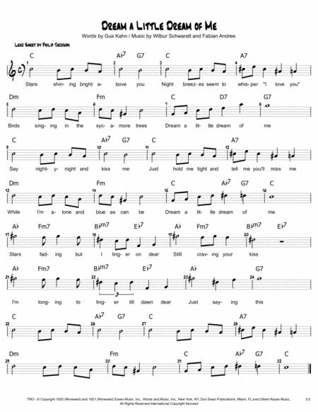 Dream A Little Dream Of Me C Sheet Music