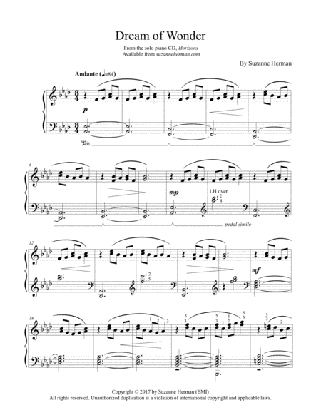 Free Sheet Music Dream Of Wonder