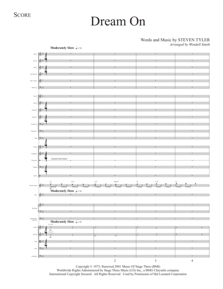 Free Sheet Music Dream On