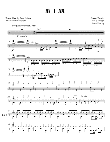 Dream Theater As I Am Sheet Music