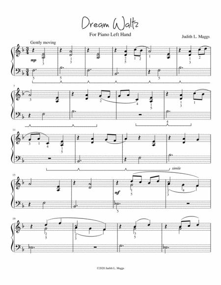 Dream Waltz For Left Hand Piano Sheet Music