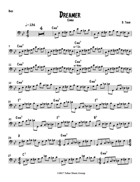 Free Sheet Music Dreamer Combo Bass