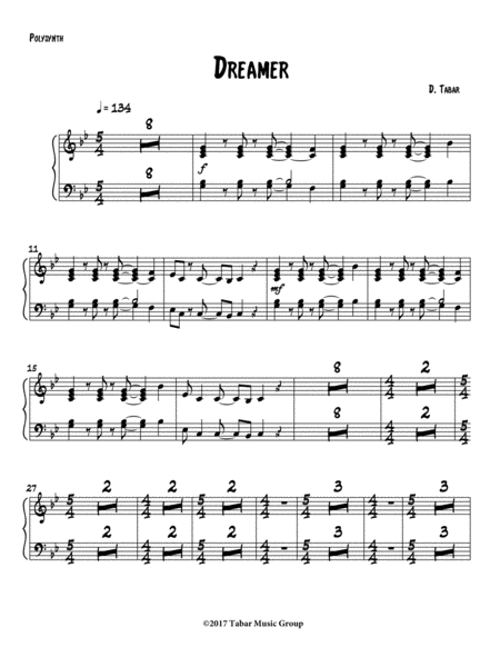 Dreamer Synth Sheet Music