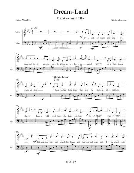 Free Sheet Music Dreamland By Edgar Allan Poe Set To Bass Voice And Cello