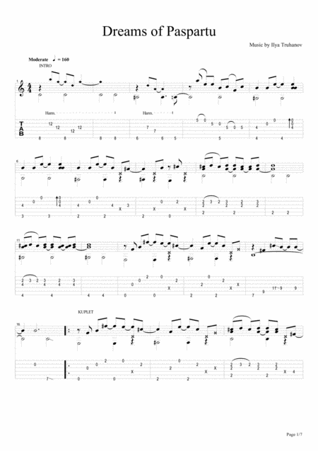 Dreams Of Paspartu Sheet Music