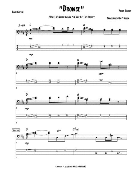 Drowse Bass Guitar Tab Sheet Music