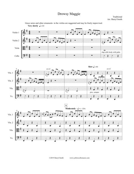 Free Sheet Music Drowsy Maggie A Lively Traditional Celtic Tune Reel Arranged For String Quartet
