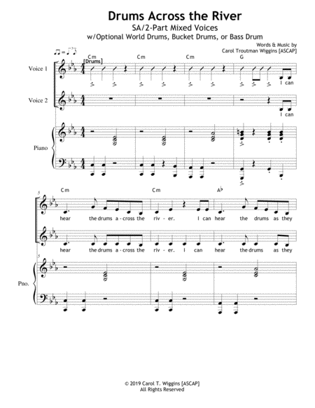 Drums Across The River Sa 2 Part Sheet Music