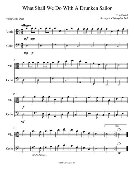 Free Sheet Music Drunken Sailor Easy Violin Cello Duet