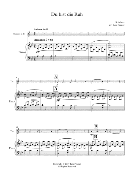 Free Sheet Music Du Bist Die Ruh