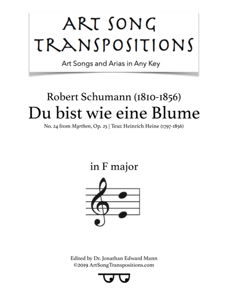 Du Bist Wie Eine Blume Op 25 No 24 F Major Sheet Music