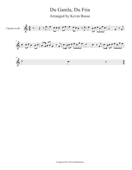 Du Gamla Du Fria Clarinet Sheet Music