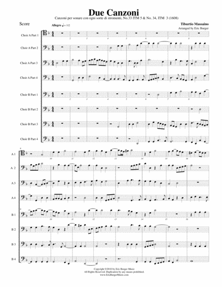 Due Canzoni For Trombone Or Low Brass Octet Sheet Music