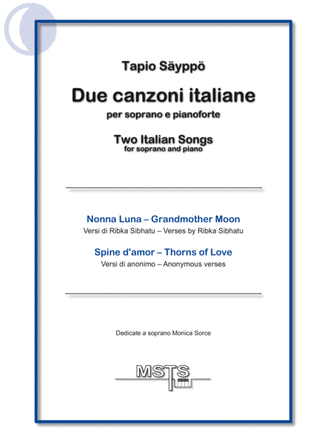 Due Canzoni Italiane Per Soprano E Pianoforte Two Italian Songs For Soprano And Piano Sheet Music