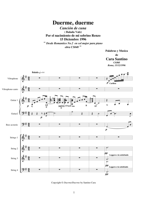 Duerme Duerme Cancin De Cuna Balada Vals Sheet Music