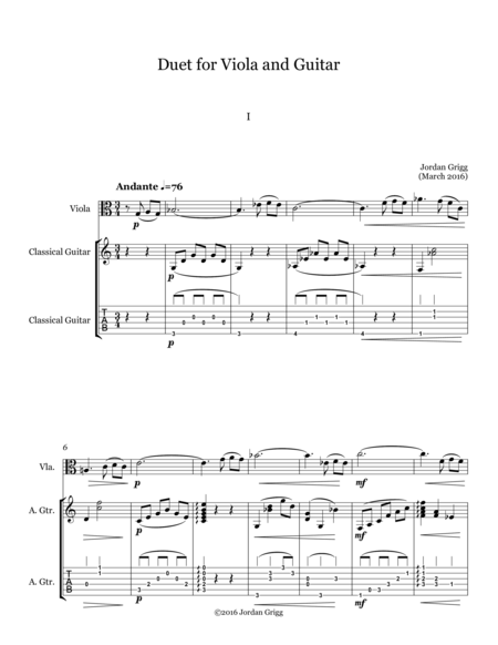 Free Sheet Music Duet For Viola And Guitar