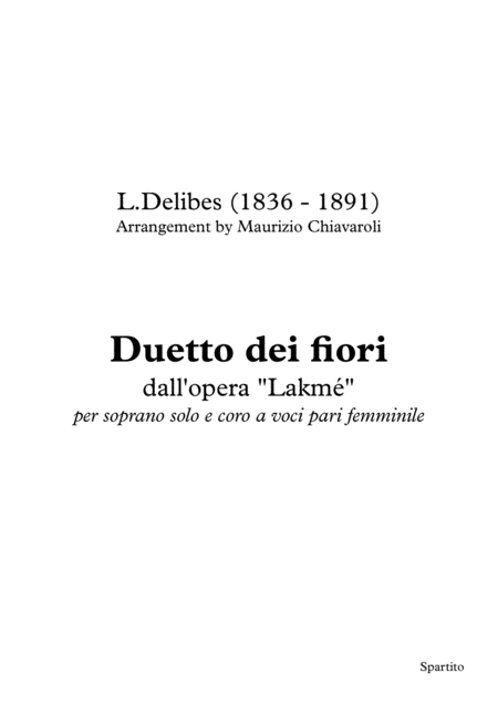 Free Sheet Music Duetto Dei Fiori Flower Duet