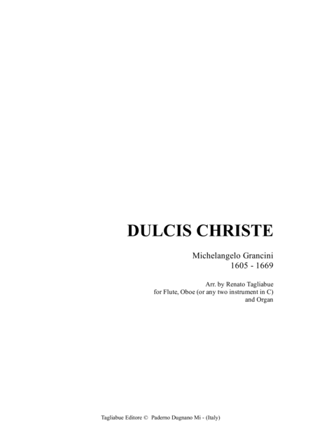 Dulcis Christe Grancini M Arr For Flute Oboe Or Any Two Instrument In C And Organ Sheet Music