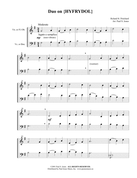 Duo On Hyfrydol Treble Bass Sheet Music