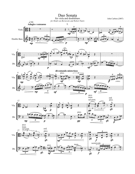 Duo Sonata For Viola And Doublebass Sheet Music