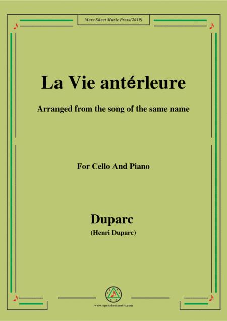 Free Sheet Music Duparc La Vie Antrleure For Cello And Piano